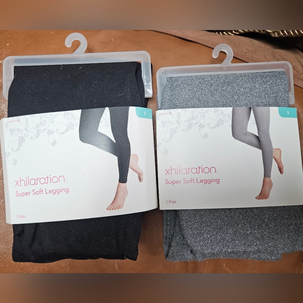 Xhilaration Super Soft Leggings - Black and Gray (2 PAIRS/SMALL)